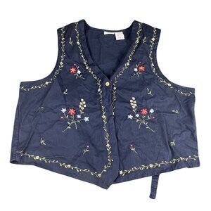 Bobbie Brooks Boho Embroidered Vest | Charming Floral Detail |  Size 22W/24W